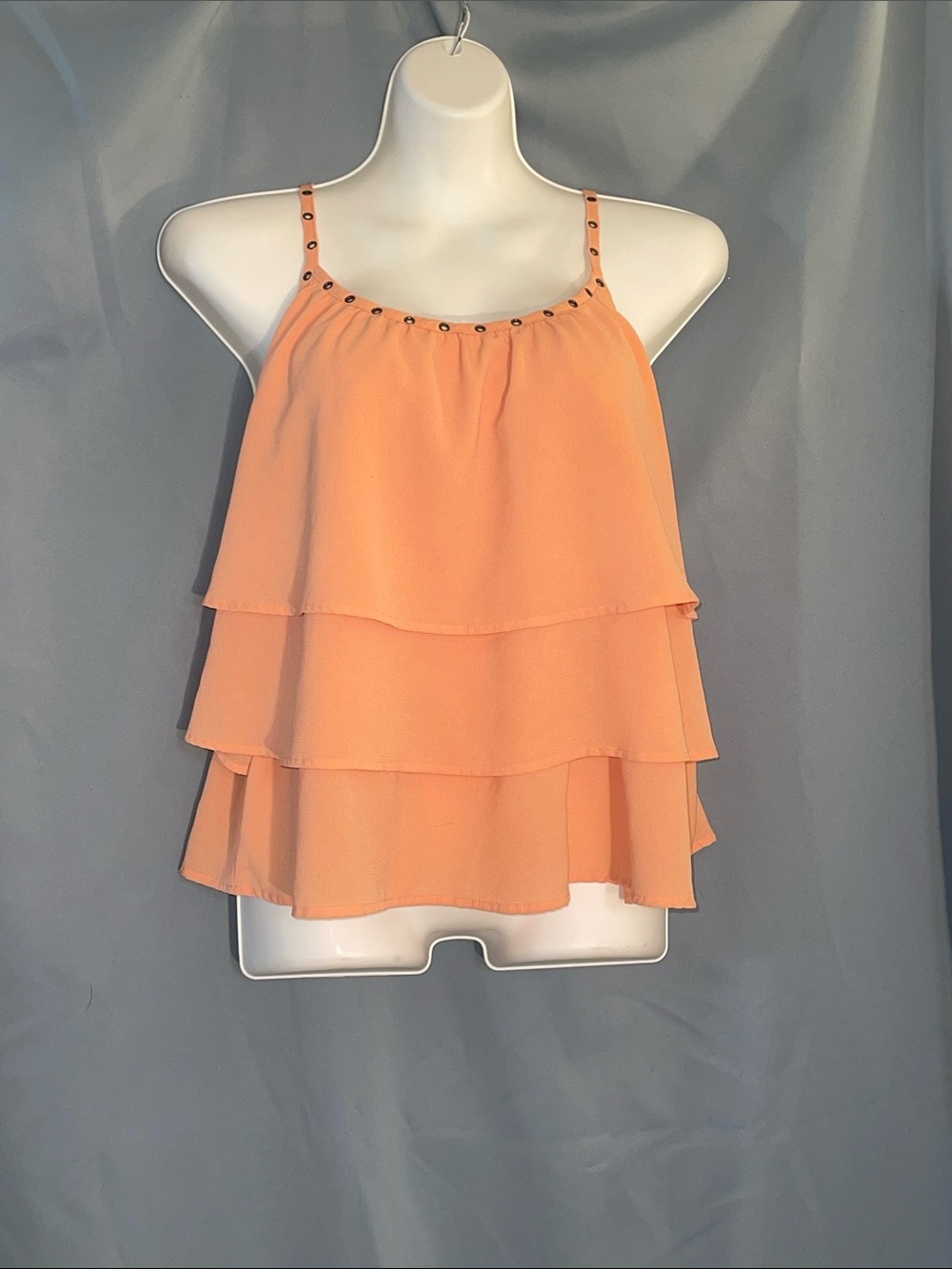 Tiered Ruffle Spaghetti-Strap Tank Top - Peach